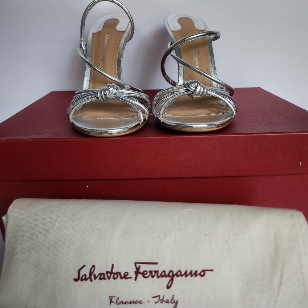 Salvatore Ferragamo Metallic Silver Heels - Picture 6 of 8